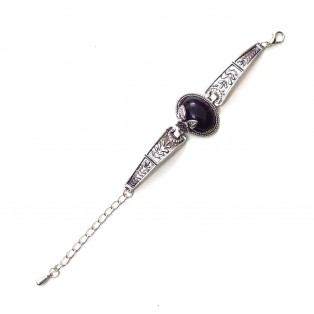 THE BIG Black - Silver Oxidized Bracelet Wristlet Wristband Bangle Band Jewelry